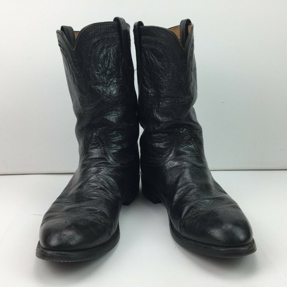 Mens Black Leather Western Cowboy Boots  Vibram Sole T0076G2 10K2E 93035